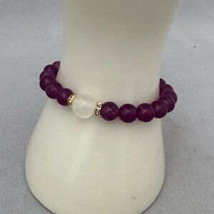 Handmade Amethyst and Selenite bead stretch bracelet